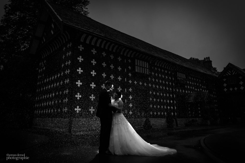 Rainy wedding at Samlesbury Hall