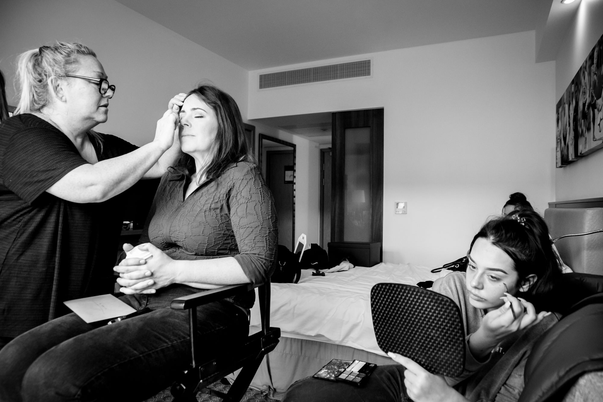 bride having make up done at the Hilton at St George's Park