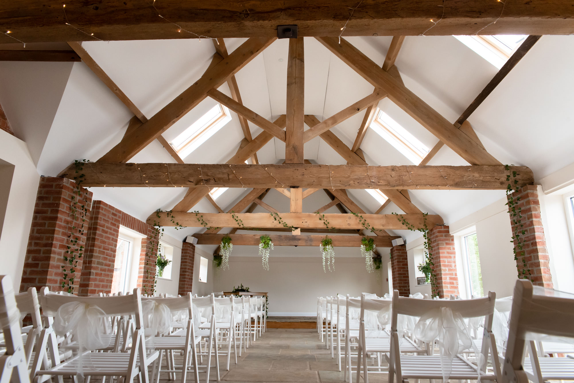 Ceremony room at Hanbury Wedding Barn