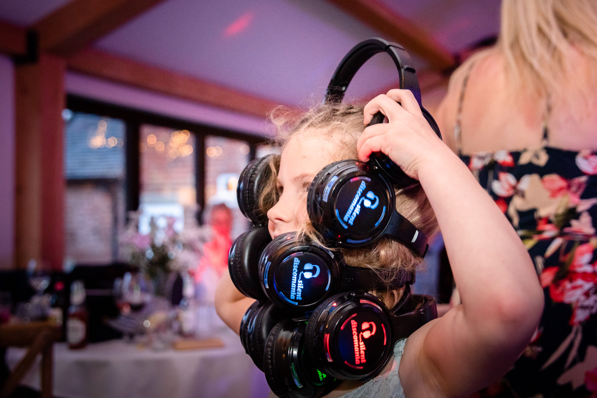 Silent disco with four headsets