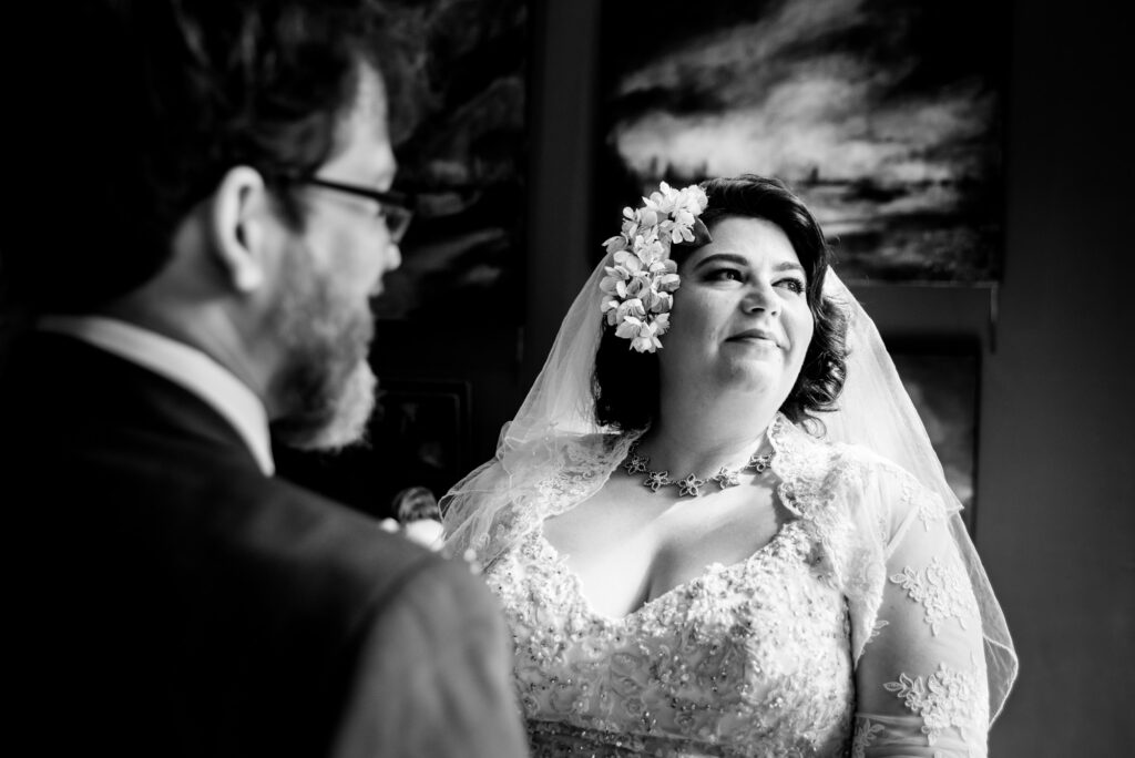bride trying to keep it in