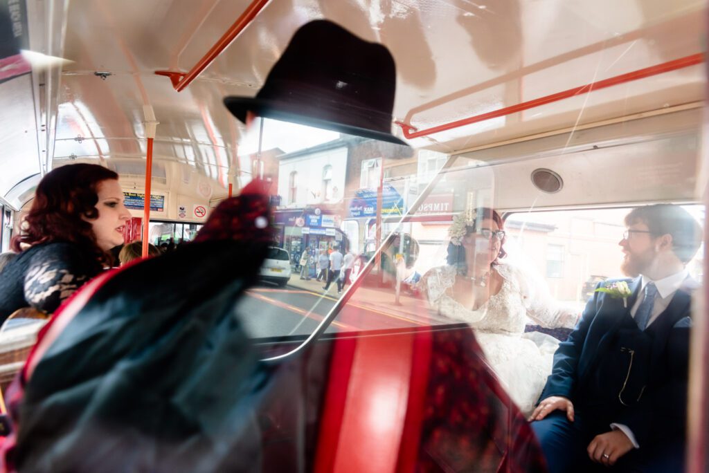 Gypsy jazz duo and vintage bus