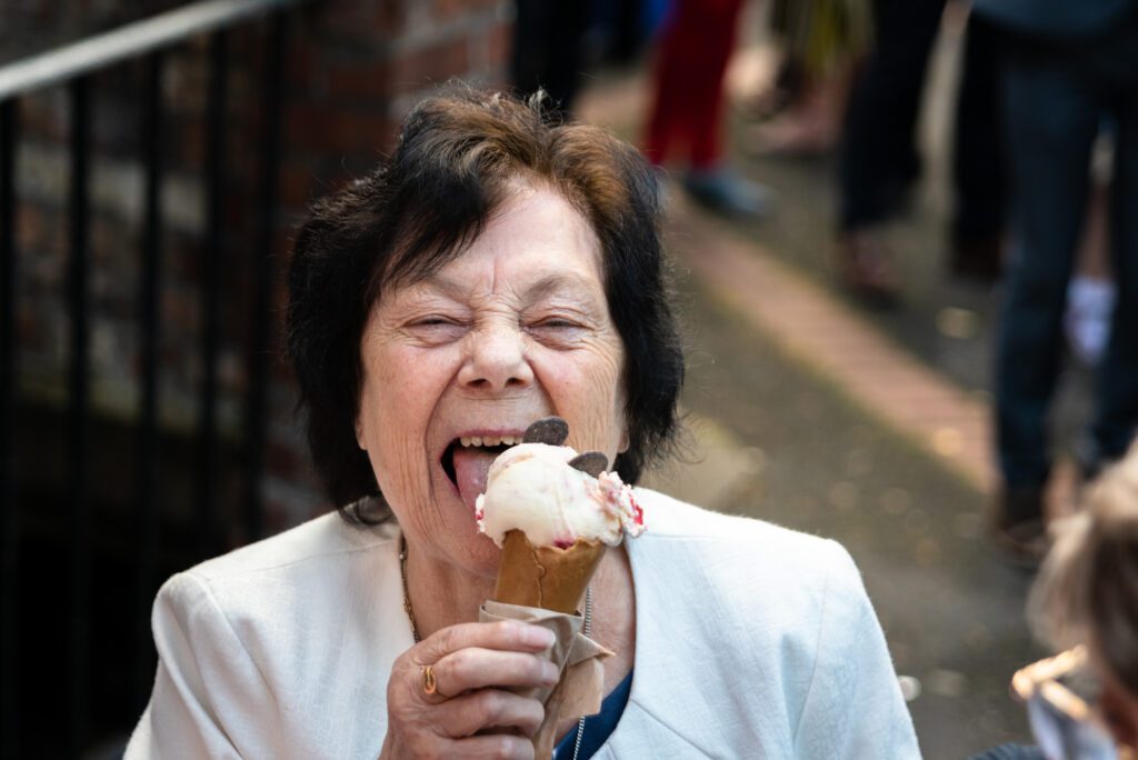Nana eating ice cream