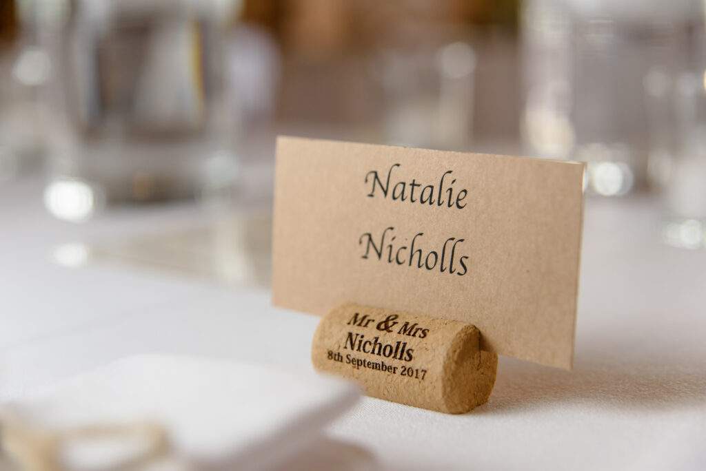 Name place holder using a personalised cork