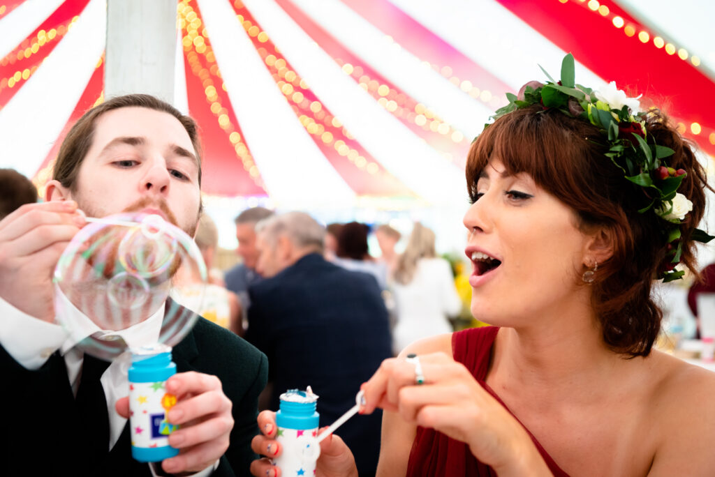 Guest blowing bubbles