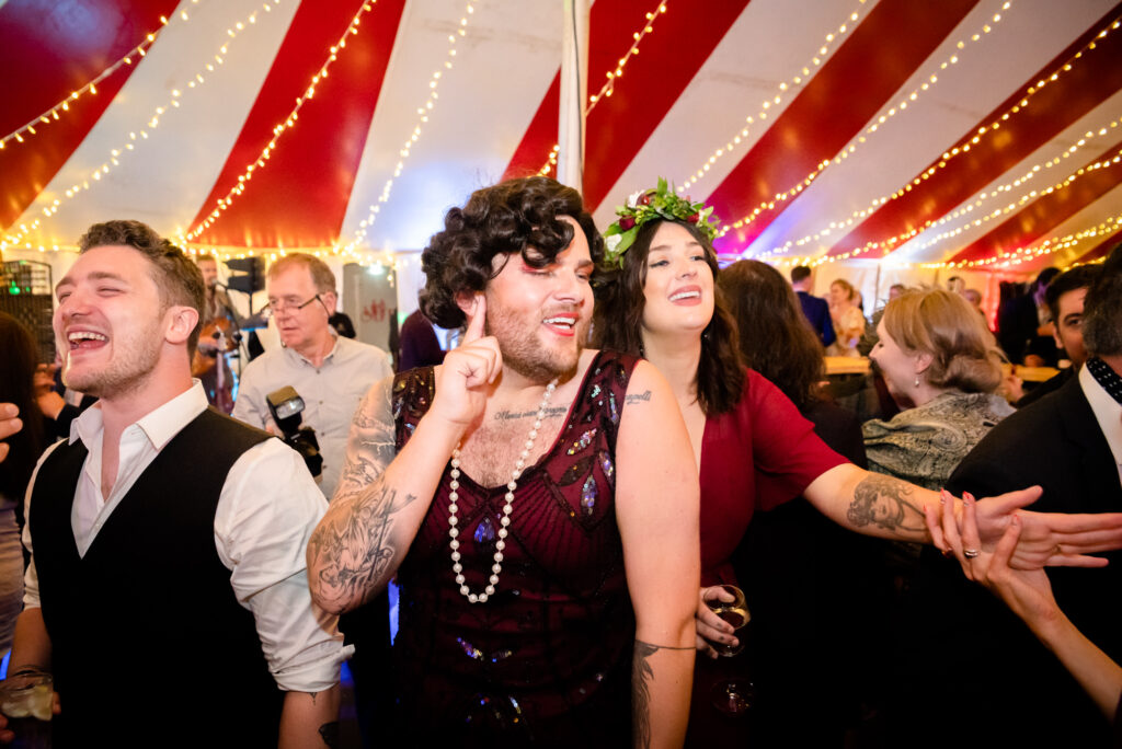 Wedding party in drag at Gisburn Park Estate