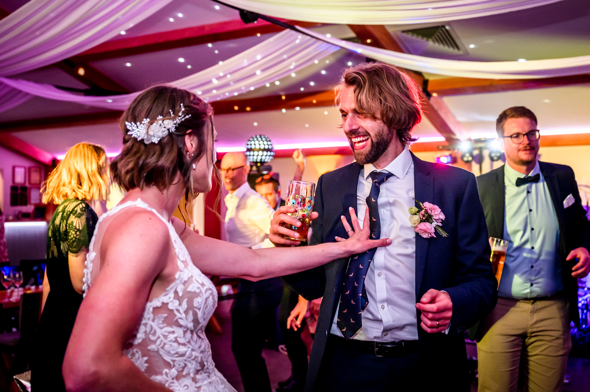 Bride and groom dancing on grease megamix