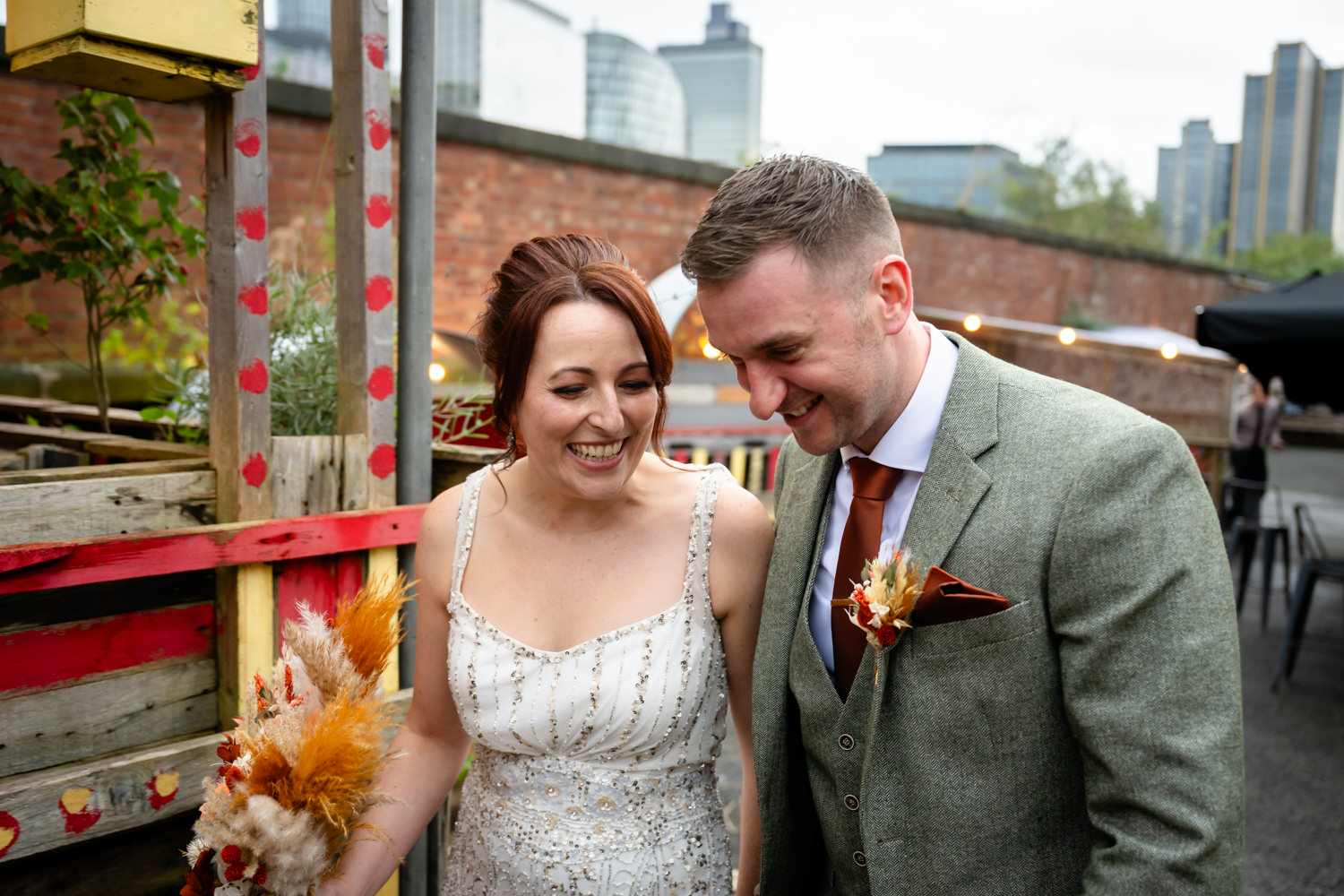 Relaxed wedding portrait photos at Grub Manchester