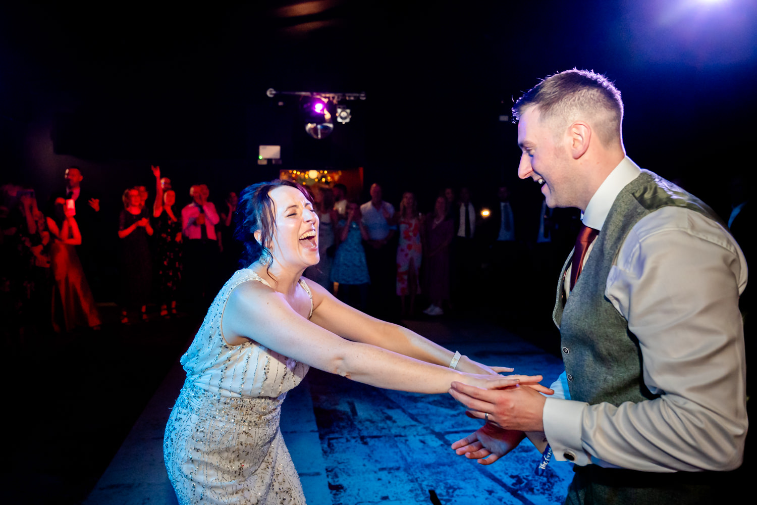 Bride and groom dancing at Grub Manchester