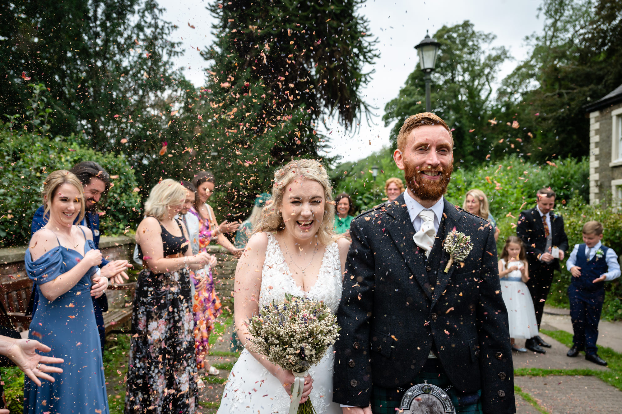 confetti at Chadkirk Chapel