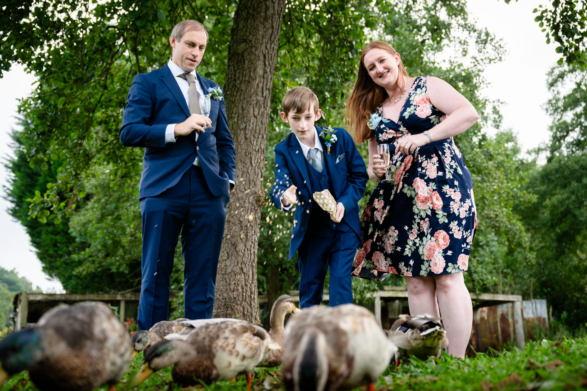 guests feeding the ducks at The Roman Lakes