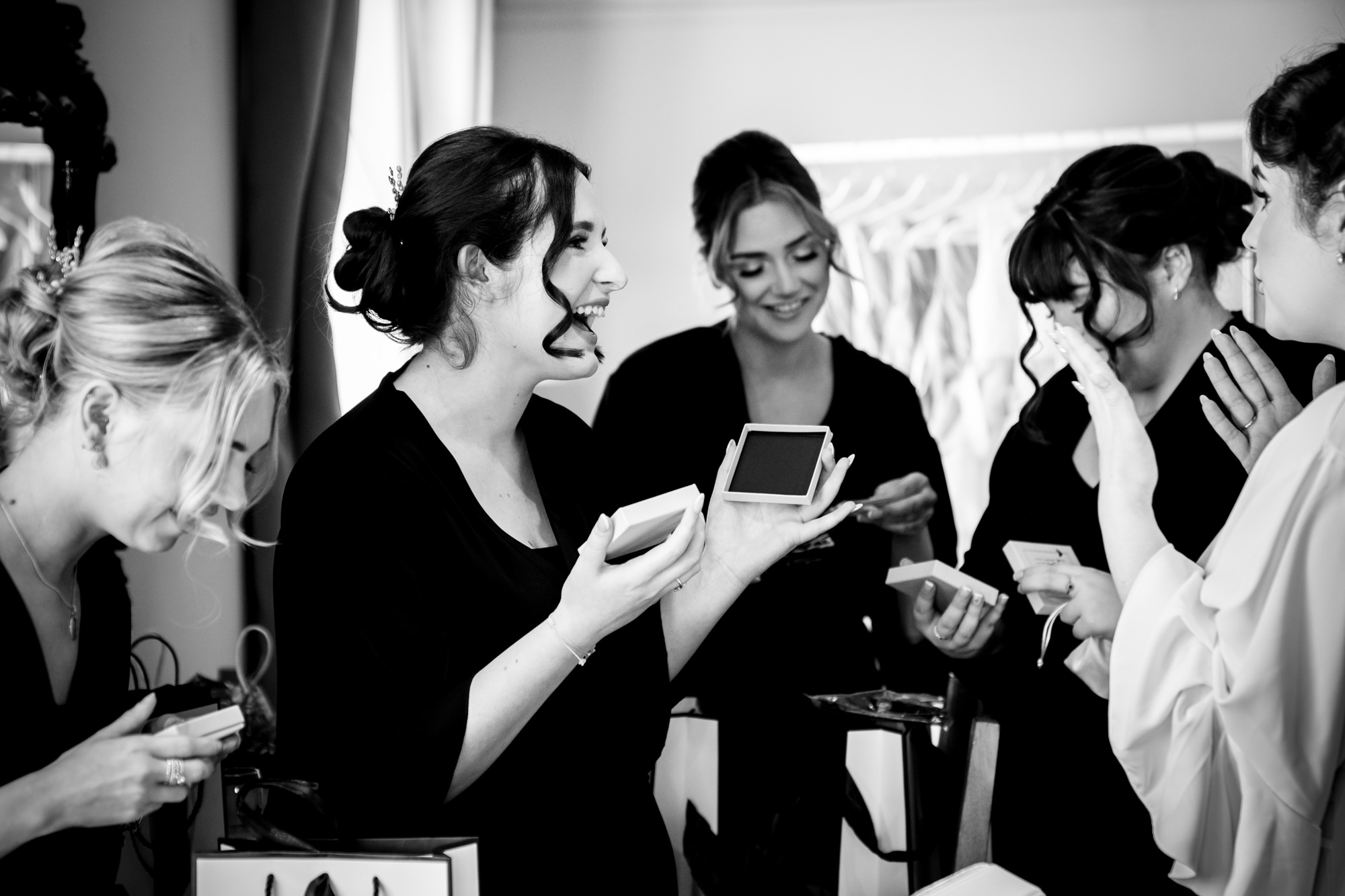 Bridesmaids getting ready at Peckforton Castle