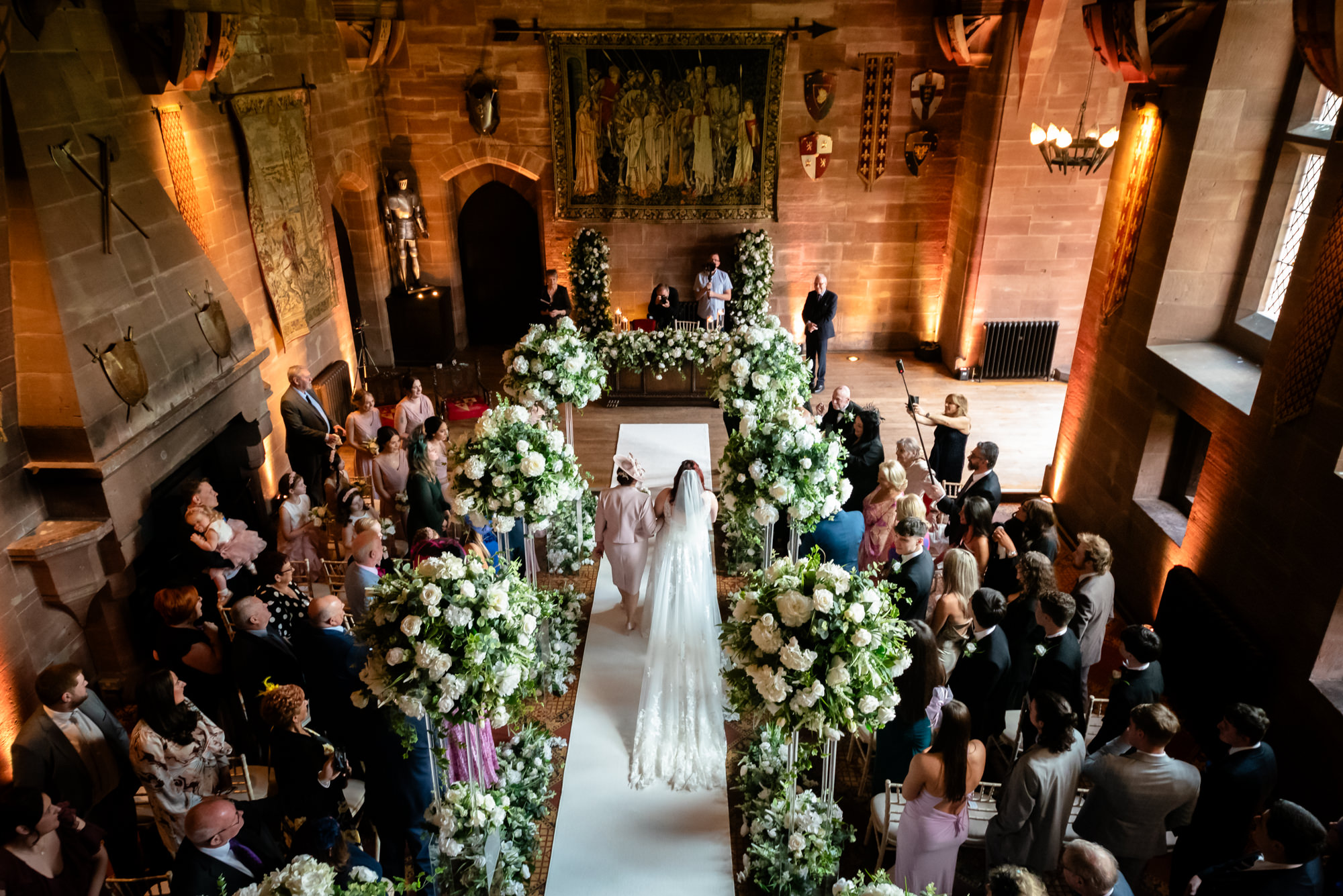 Ceremony room at Peckforton Castle taken from the balcony