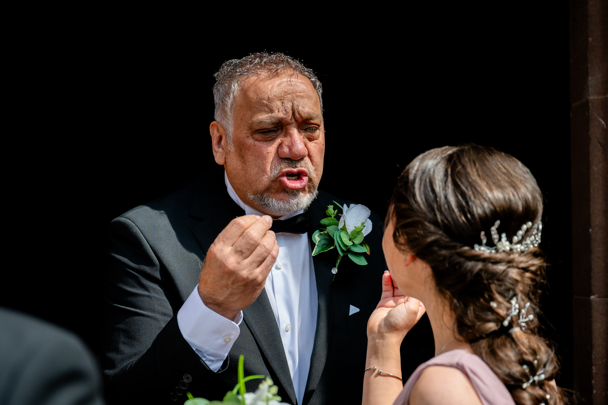 Guest talking with hands at Peckforton Castle