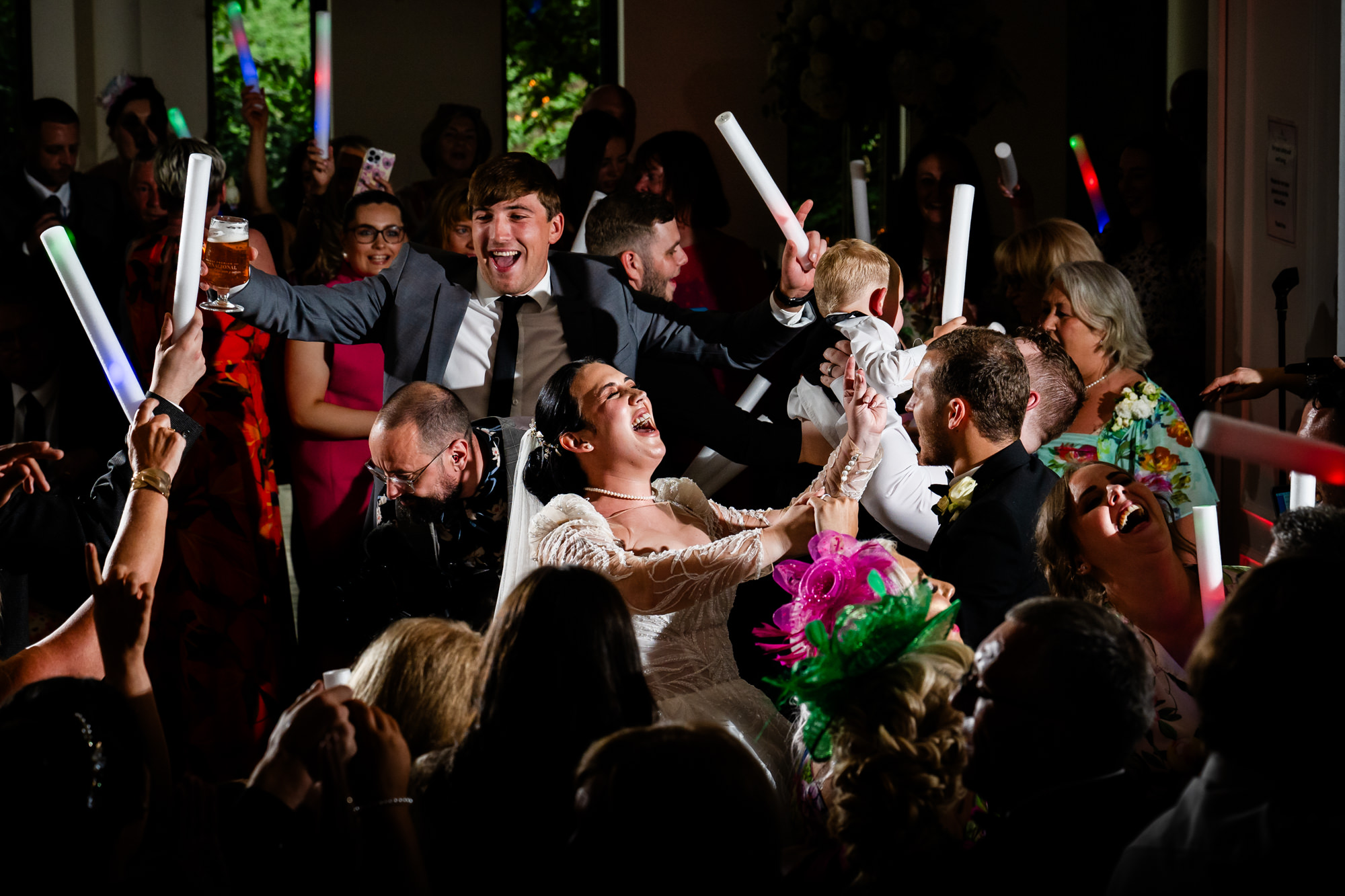 Bride dancing surrounded by her guests at West Tower