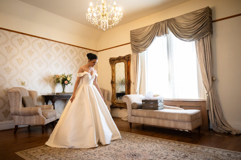 Bride getting ready in the bridal Suite