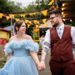 Bride and groom relaxed portrait photo at Grub