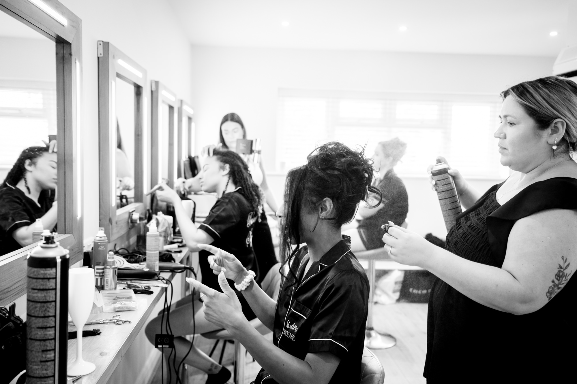 Bridal prep at Hanbury Barns