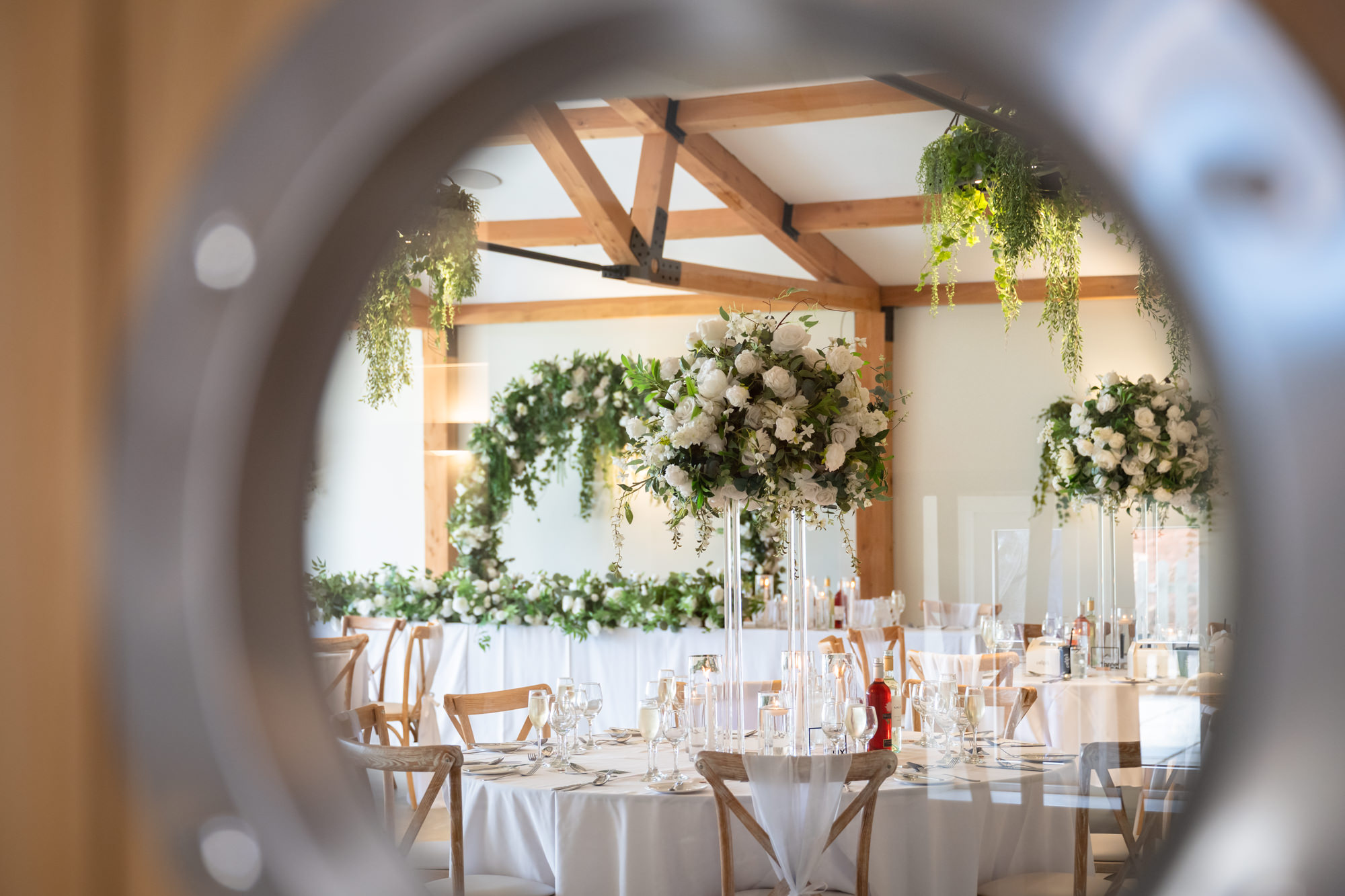 Hanbury barns reception room seen through the door window