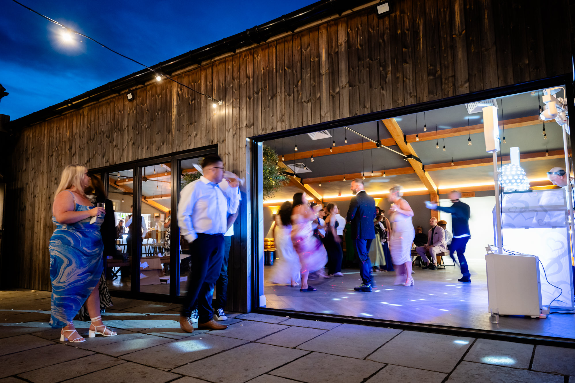 Party photo at Hanbury Barns taken from outside