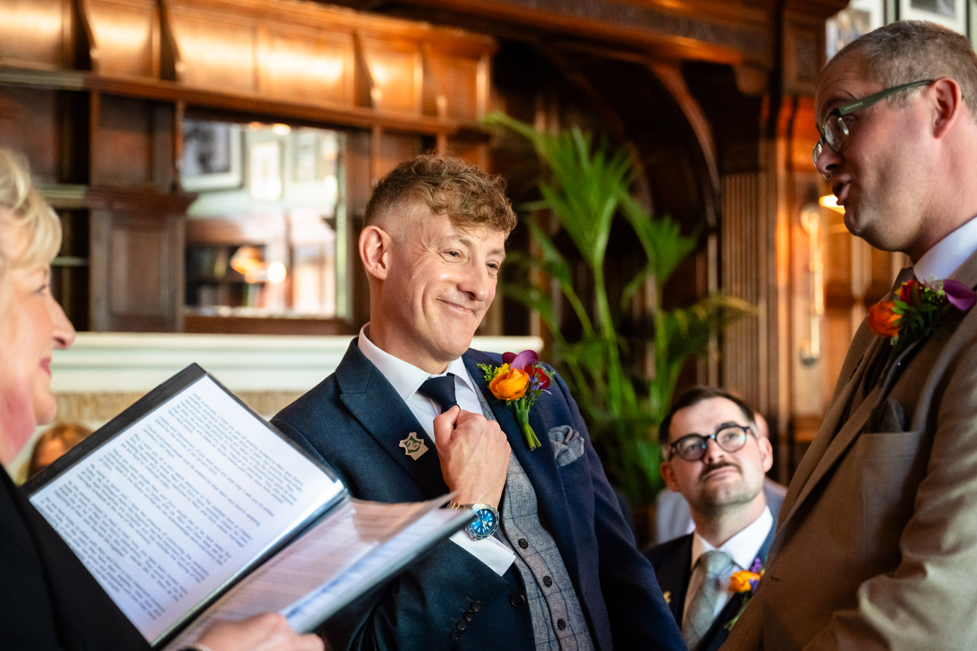 Marc during the vows at The Oakfield, Chester Zoo.