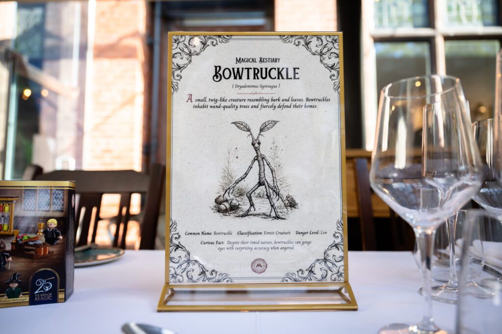 The Bowtruckle card, one of the couple's Harry Potter table names at The Oakfield.